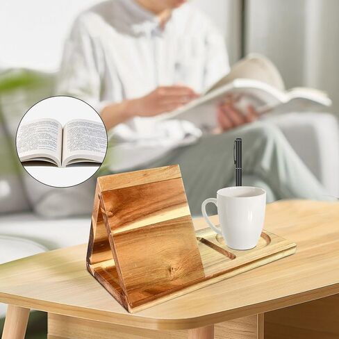 حامل كتب بحامل ليلي من أكاسيا - حامل صفحة كتاب مثلث صغير، إشارة مرجعية لغرفة النوم ومنضدة المكتب وديكور المكتب (مع حامل الإبهام) in Saudi Arabia