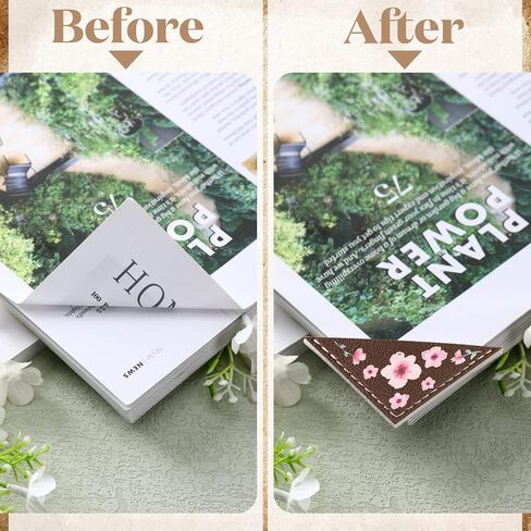 12 Leather Bookmarks Corner Bookmark Gifts for Women Flower Bookmarks for Kids Book Accessories for Reading Book Lover Cute Book Reading Gifts Lovers Floral Print Triangle Bookmark (Flower) in Saudi Arabia