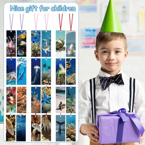 Eaasty 120 Pieces Kids Bookmarks Bulk Ocean Animal Bookmarks Cute Cool Bookmarks with Ribbons for Book Lovers Students Boys Girls School Classroom Reading in Saudi Arabia