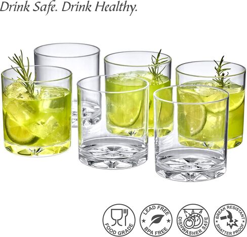 Amazing Abby - Liberty - 12-Ounce Plastic Tumblers (Set of 6), Plastic Drinking Glasses, All-Clear Reusable Plastic Cups, BPA-Free, Shatter-Proof, Dishwasher-Safe in Saudi Arabia