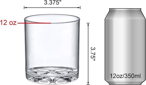 Amazing Abby - Liberty - 12-Ounce Plastic Tumblers (Set of 6), Plastic Drinking Glasses, All-Clear Reusable Plastic Cups, BPA-Free, Shatter-Proof, Dishwasher-Safe in Saudi Arabia