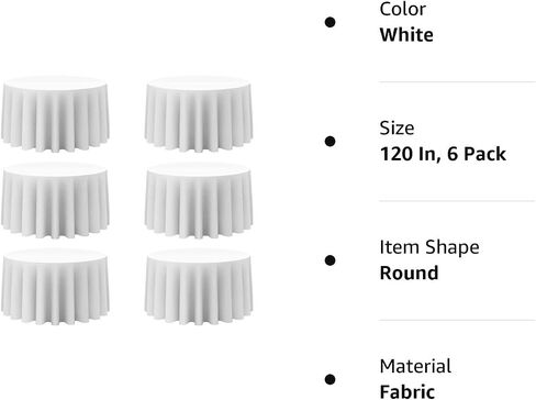 BRILLMAX 6 Pack Black Round Tablecloths 70 Inch - Circle Bulk Linen Polyester Fabric Washable Table Clothes Cover for Wedding Reception Banquet Birthday Party Buffet Restaurant in Saudi Arabia