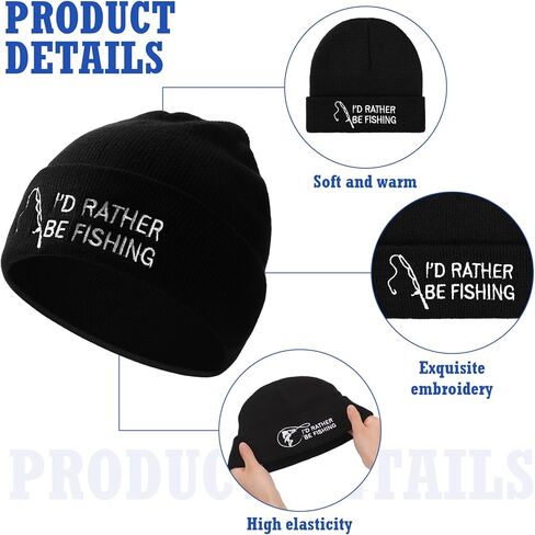4 Pcs Fishing Gifts for Men Fisherman Gifts Funny Beanie Hat and Socks Set Gifts for Fisherman Him Father Dad Grandpa Unique Gifts Stocking Stuffers in Saudi Arabia