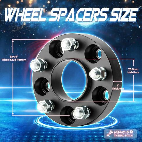 TadaMark 5x4.5 Hubcentric Wheel Spacers 1in 5x114.3 Wheel Adapters Forged 5 Lugs fit for Lincoln Aviator Ford Explorer 2020-2023 GT 2017-2020 Mustang 2015-2023 70.5mm Bore with M14x1.5 Studs 4pcs in Saudi Arabia