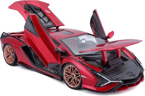 Bburago Lamborghini Sian FKP 37 Red with Copper Wheels 118 Diecast Model Car 11046 TY-18-11046R in Saudi Arabia