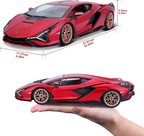 Bburago Lamborghini Sian FKP 37 Red with Copper Wheels 118 Diecast Model Car 11046 TY-18-11046R in Saudi Arabia