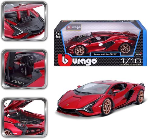 Bburago Lamborghini Sian FKP 37 Red with Copper Wheels 118 Diecast Model Car 11046 TY-18-11046R in Saudi Arabia