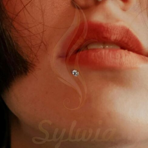 14K Real Gold Lip Rings Stud, 16g Internally Thread Ashley Piercing Lip Jewelry, Moissanite - 2.5mm 3mm, 18g Nose Conch Helix Tragus Labret Stud for Women Men in Saudi Arabia