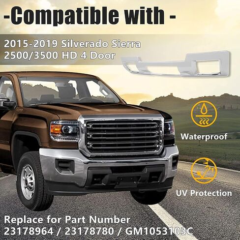 KUAFU Silvery Front Bumper Skid Plate Panel Compatible with 2015-2019 GMC Sierra 2500/3500 HD 4 Door Replace for Part Number 23178964 23178780 GM1053103C in Saudi Arabia