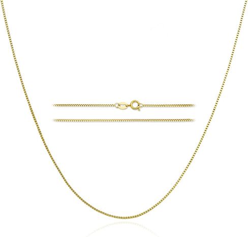 18k Gold Plated Box Chain: Stainless Steel Dainty Link Thin Trendy Light Hypoallergenic Delicate 1mm Golden Minimalist Necklace Fashion Jewelry for Girlfriend Mother Daughter Teen Girl Women in Saudi Arabia