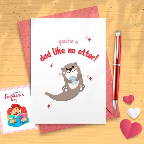 Happy Birthday Dad Card - Dad Birthday Card From Kids - 'Dad Like No Otter' - Thank You Card For Dad - Fathers Day Card From [01896] in Saudi Arabia