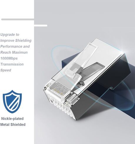 50-حزمة RJ45 تمر من خلال موصل Cat6 محمية RJ45 وحدات المقابس مطلية بالذهب 8P8C RJ45 ينتهي لكابل إيثرنت الصلبة أو الذين تقطعت بهم السبل in Kuwait
