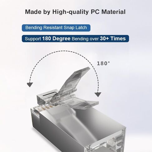 50-حزمة RJ45 تمر من خلال موصل Cat6 محمية RJ45 وحدات المقابس مطلية بالذهب 8P8C RJ45 ينتهي لكابل إيثرنت الصلبة أو الذين تقطعت بهم السبل in Kuwait