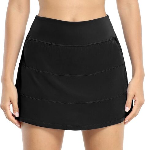 icyzone Women's Athletic Tennis Skirts, Mid-Rise Golf Running Workout Skorts with Shorts in Saudi Arabia