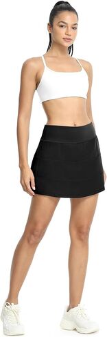icyzone Women's Athletic Tennis Skirts, Mid-Rise Golf Running Workout Skorts with Shorts in Saudi Arabia