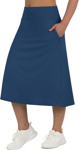 beroy Women 28" long Skorts for Woman with 4 Pockets Modest Skirt with Shorts Underneath High Waisted Long Skorts for Women in Saudi Arabia
