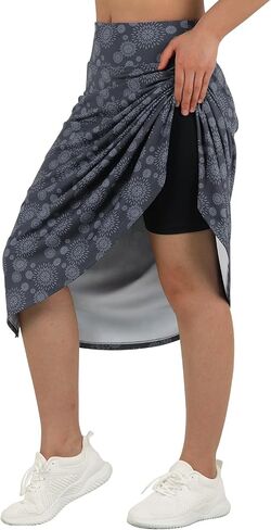 beroy Women 28" long Skorts for Woman with 4 Pockets Modest Skirt with Shorts Underneath High Waisted Long Skorts for Women in Saudi Arabia