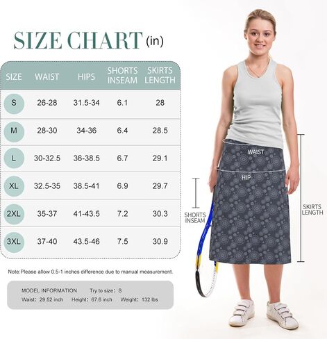 beroy Women 28" long Skorts for Woman with 4 Pockets Modest Skirt with Shorts Underneath High Waisted Long Skorts for Women in Saudi Arabia