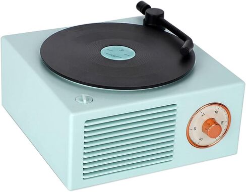 Old Fashioned Classic Vinyl Record Player Style Bluetooth Speaker Blue Portable Stereo Sound Cute Look Gift for Girls Bass Enhancement Loud Volume Speaker in Saudi Arabia