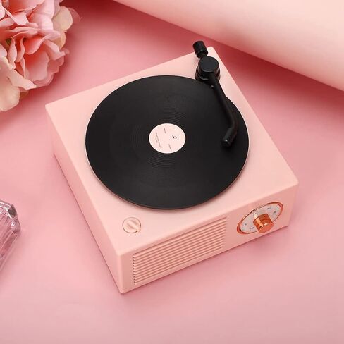 Old Fashioned Classic Vinyl Record Player Style Bluetooth Speaker Blue Portable Stereo Sound Cute Look Gift for Girls Bass Enhancement Loud Volume Speaker in Saudi Arabia