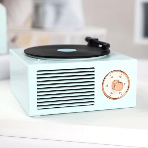 Old Fashioned Classic Vinyl Record Player Style Bluetooth Speaker Blue Portable Stereo Sound Cute Look Gift for Girls Bass Enhancement Loud Volume Speaker in Saudi Arabia