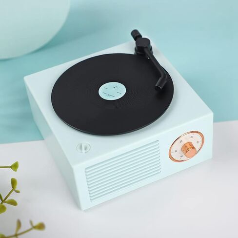 Old Fashioned Classic Vinyl Record Player Style Bluetooth Speaker Blue Portable Stereo Sound Cute Look Gift for Girls Bass Enhancement Loud Volume Speaker in Saudi Arabia