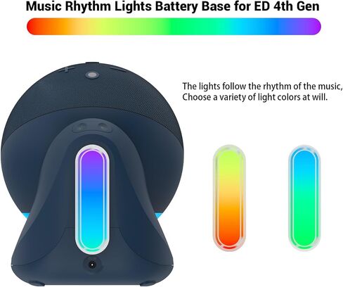 Fanxoo ED410000mAh Music Atmosphere Light Battery Base,The DC Socket Provides Mobile Power for Echo Dot 4th Generation,The Light Follows The Rhythm of The Music,(Black)(Not Included Alexa) in Saudi Arabia