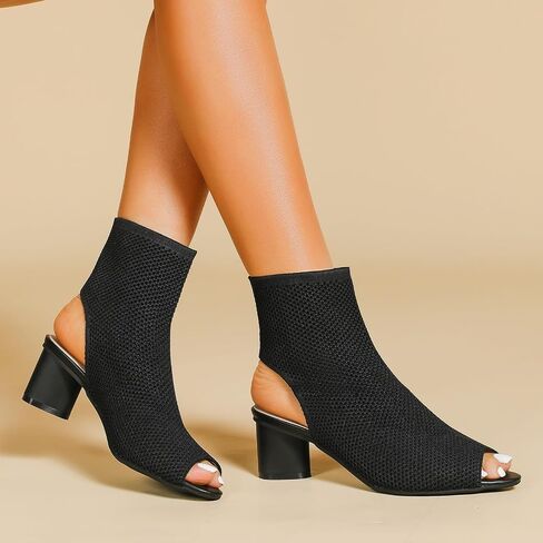 المرأة متماسكة اللمحة تو Slingback صندل بكعب مكتنز حذاء من الجلد مفتوح أشار تو كعب مجوف الصنادل الصيف عادية الانزلاق على فستان جورب الجوارب in Kuwait