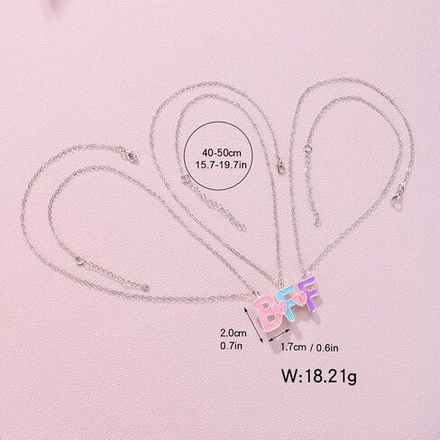 Dcfywl731 3PCS BFF Friendship Necklace BFF Letter Matching Heart Pendant Necklace Best Friend Forever Necklace Jewelry Gift for Sister Women Girls in Saudi Arabia