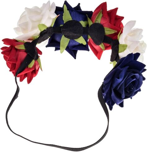 يونيو بلومي فيليت زهرة الورد الأحمر عصابة رأس للهالوين وحفلات الزفاف وإكليل الزهور وإكليل هالو وحفلات الرأس وتصوير الأمومة (أحمر وأبيض وأزرق) in Kuwait