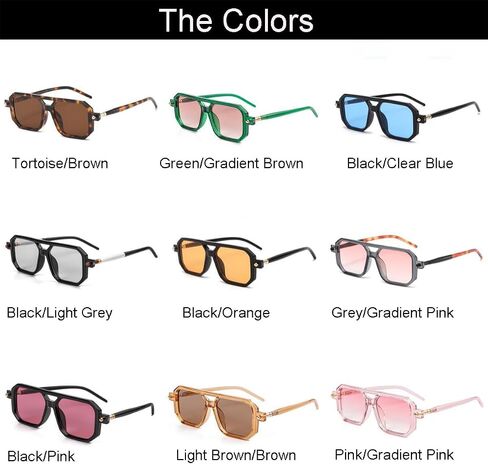 NIDOVIX Vintage Square 70s Aviator Sunglasses for Women Men Retro Classic Flat Aviator Frame Sun Glasses UV Protection in Saudi Arabia