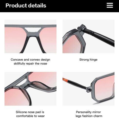 NIDOVIX Vintage Square 70s Aviator Sunglasses for Women Men Retro Classic Flat Aviator Frame Sun Glasses UV Protection in Saudi Arabia