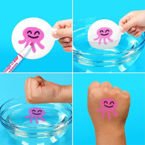 Doodle N Dip، ارسم صورك وطفوها وأضفها كوشم مؤقت، 8 × أقلام تحديد سحرية ومجداف صور، أقلام تلوين مائية سحرية، لعبة إبداعية للأطفال in Kuwait