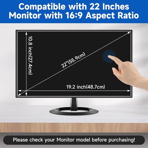 2 حزمة 22 بوصة 1080P غطاء شاشة الكمبيوتر المضادة للوهج، حماية العين المضادة للخدش غير لامع فيلم مضاد للوهج لجميع 22 بوصة مع شاشة نسبة العرض إلى الارتفاع 16:9 in Kuwait