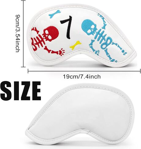 Skulls Embroidery Golf Iron Head Covers 10 Piece Set, Synthetic Leather Deluxe Club Headcover White, Universal Fit Main Iron Clubs in Saudi Arabia