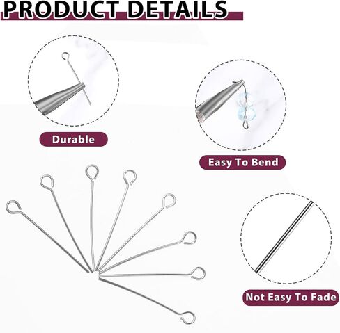 200 PCS Open Eye Pins Mini Metal Beading Wire Eyepins Stainless Steel Open Eye Pins Small Open Eye Head Pins Bulk Wire Metal Needle Pins for Jewelry Bracelet Decorative Accessories in Saudi Arabia