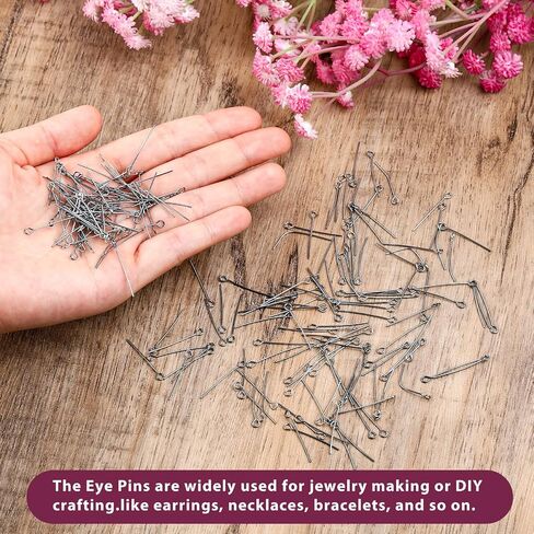 200 PCS Open Eye Pins Mini Metal Beading Wire Eyepins Stainless Steel Open Eye Pins Small Open Eye Head Pins Bulk Wire Metal Needle Pins for Jewelry Bracelet Decorative Accessories in Saudi Arabia