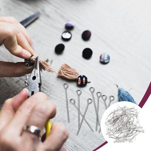 200 PCS Open Eye Pins Mini Metal Beading Wire Eyepins Stainless Steel Open Eye Pins Small Open Eye Head Pins Bulk Wire Metal Needle Pins for Jewelry Bracelet Decorative Accessories in Saudi Arabia