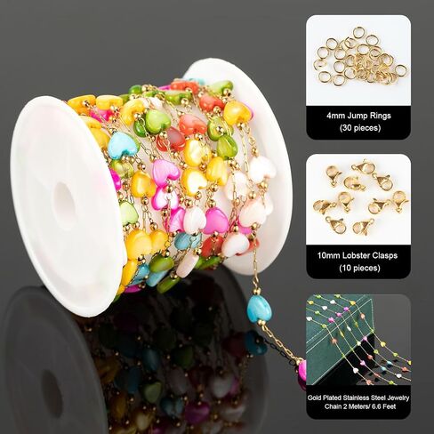 UMAOKANG 3 Yard White Shell Star Chain for Jewelry Making, Gold Plated Stainless Steel Jewelry Making Chain Roll with Jewelry Findings in Saudi Arabia