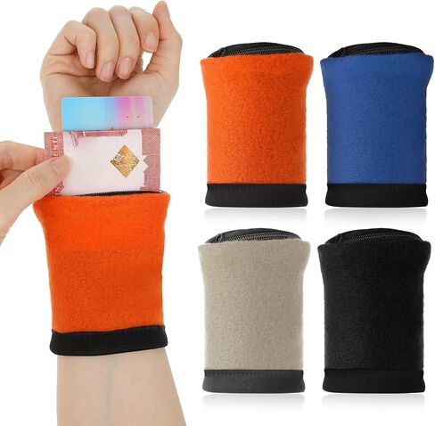 4 Pack Wrist Bands Sports, Wrist Wallet for Women Men with Zipper, Small Money Pouch, Wrist Wallet Sweat Band for Running, Walking, Basketball, Football, Tennis, Hiking, Workout in Saudi Arabia