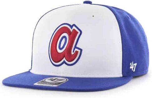 47 قبعة Atlanta Braves Cooperstown Sure Shot Snapback، قبعة قابلة للتعديل باللون الأزرق والأبيض in Kuwait