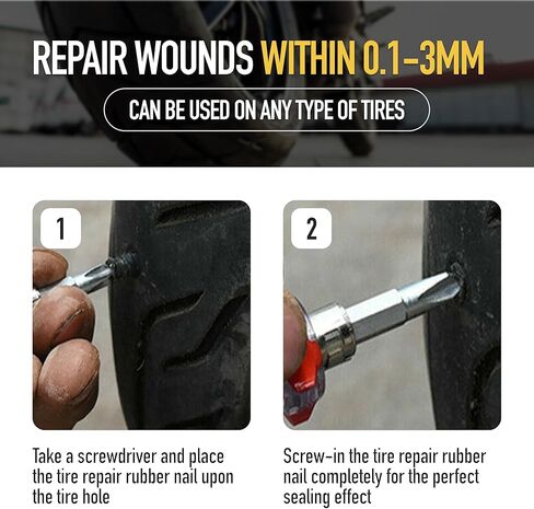 براغي إصلاح الإطارات من إيرموتو - 10 مسامير إصلاح الإطارات محكمة الغلق - سدادات الإطارات للسيارة والدراجات النارية والدراجات والمزيد - مجموعة إصلاح ثقب الإطارات DIY للرجال والنساء in Kuwait
