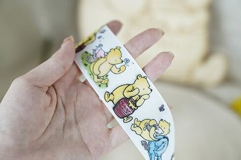 Winnie Ribbons 10 Yards Bear Ribbon for Decorations Baby Shower Party Birthday Decor Bear Ribbon Classic Grosgrain Ribbon (1 Roll - 0.86inch Wide, Winnie and Friends) in Saudi Arabia