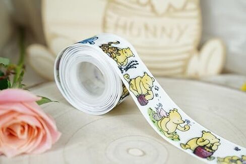 Winnie Ribbons 10 Yards Bear Ribbon for Decorations Baby Shower Party Birthday Decor Bear Ribbon Classic Grosgrain Ribbon (1 Roll - 0.86inch Wide, Winnie and Friends) in Saudi Arabia