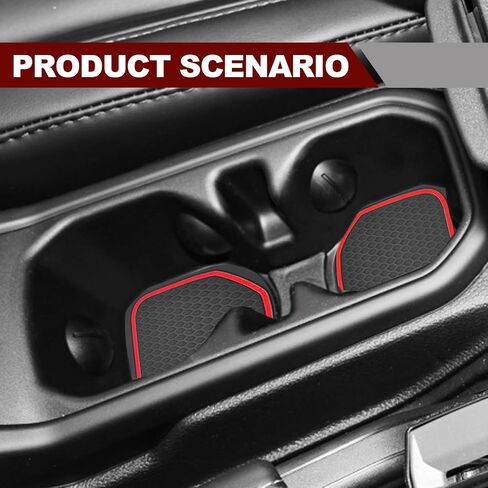 4 Pcs Kit Cup Holder Inserts Coaster - Compatible with 2018-2023 Wrangler JL/JLU and 2020-2023 Gladiator JT Cup Mat Pad Upgraded Anti-Dust Interior Accessories, for deep Rear Cup Holders (Red) in Saudi Arabia