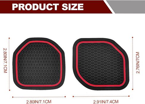 4 Pcs Kit Cup Holder Inserts Coaster - Compatible with 2018-2023 Wrangler JL/JLU and 2020-2023 Gladiator JT Cup Mat Pad Upgraded Anti-Dust Interior Accessories, for deep Rear Cup Holders (Red) in Saudi Arabia