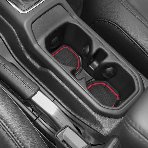 4 Pcs Kit Cup Holder Inserts Coaster - Compatible with 2018-2023 Wrangler JL/JLU and 2020-2023 Gladiator JT Cup Mat Pad Upgraded Anti-Dust Interior Accessories, for deep Rear Cup Holders (Red) in Saudi Arabia