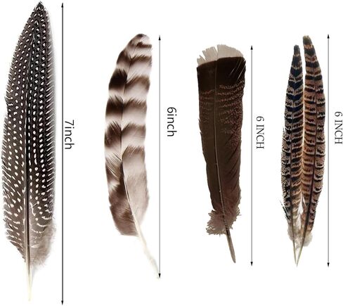 40 قطعة من ريش الدراج المرقط الطبيعي للحرف اليدوية، 6-8 بوصة من ريش الديك الرومي لصناعة القبعة بنفسك وترتيبات الأزهار لتزيين صائد الأحلام in Kuwait
