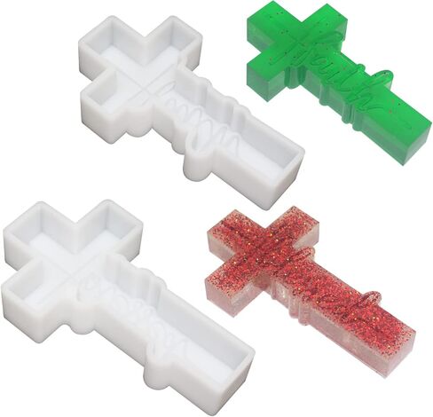 2 Pieces Large Cross Freshie Molds Blessed Cross Silicone Freshie Mold Faith Cross Pendant Car Freshie Silicone Mold for Aroma Beads Soap Resin Craft Making in Saudi Arabia