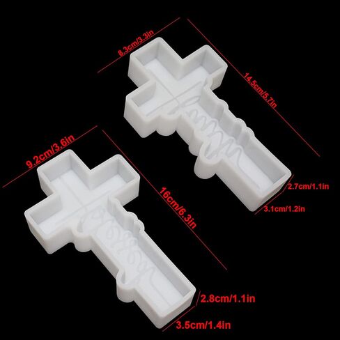 2 Pieces Large Cross Freshie Molds Blessed Cross Silicone Freshie Mold Faith Cross Pendant Car Freshie Silicone Mold for Aroma Beads Soap Resin Craft Making in Saudi Arabia